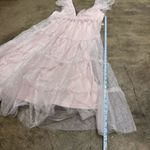 For Love & Lemons Glinda Sparkly shimmery coquette tiered ruffle pink maxi dress Photo 6