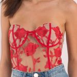 Tobi Floral Red Lace Strapless Corset Bodysuit Photo 2