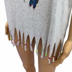 Costa Rica Gray Tee Shirt with Butterfly Print and Beaded Fringe Womens Large Photo 4