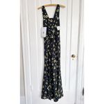 Sleeper • Baccara Linen Jumpsuit overall black yellow sunflower print flare leg Photo 11