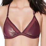 PINK - Victoria's Secret  Mesh & Shine Triangle Bralette in Dark Ruby 🆕 Size large Photo 13