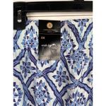 JM Collection Blue Ombre Pattern Elastic Waist Linen Blend Crop Pants Size 3X Photo 7