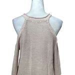 Willow & Clay Open Knit Sweater Cut-Out Shoulder Long Sleeves Pale Pink W S NWOT Photo 5