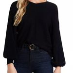 1. State black ribbed knit vneck bubble sleeve sweater size small Photo 0