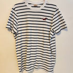 Hollister Y2K 2000s Classic Crewneck Short Sleeve T Shirt White Blue Stripes XL Photo 0