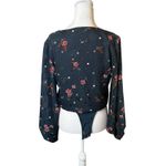 ASTR The Label Jill Navy Blue Floral Print Polka Dot Long Sleeve Bodysuit XS Photo 7
