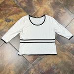Cato  White Sweater Black Outline 3/4 Sleeve XL Top Photo 5