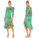 For Love & Lemons  Ross Midi Dress In Kelly Green Floral Photo 1