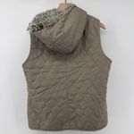 Altar'd State Quilted Full Zip Vest Sherpa Lined Olive Green Women L Hooded Photo 2