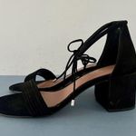 Gianni Bini Rhiaann Ankle Tie Block Heel Black Suede Dress Sandals Photo 4