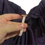 Free People  Oasis Smocked Ruffle Long Sleeve Midi Dress LARGE Dark Purple Photo 9