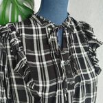 Westport  Black  White Plaid Flowy Ruffle Top Photo 1