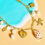 Gold Shell & Pearl Charm Necklace Photo 1