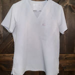 FIGS  Technical Scrub Top Womens Size M Gray Short Sleeve Pocket Medical Nurse RN Photo 0