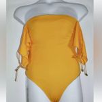 Ochie Olivia One Piece Swimsuit Size: Large New Yellow Off The Shoulder Tie Up Photo 1