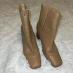 Amanda Smith Brown Leather  Booties with Wooden Block Heel size 9 1/2 Photo 4