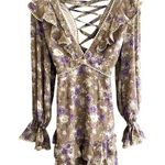 Revolve Saints + Secrets Lilac Floral Deep V Neck Long Sleeve Dress NEW Photo 0