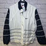 Nike Vintage 90’s Big Swoosh Jacket Womens Size Large White Black Athletic Photo 0