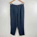 Garnet Hill Linen Pants Women 10 Relaxed Tapered Leg Elastic Waist Blue Chambray Photo 1