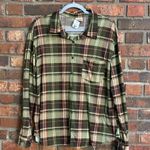 Passport womens plaid flannel lace panel western boho button up shirt green 1X Photo 0