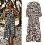 Daughters of India Kyra Midi Dress in Pepper Paisley Floral NWT size XLARGE Black Photo 1