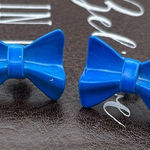 Vintage 90s Blue Bow Stud Earrings Photo 0
