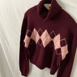 Hollister : Burgandy & Pink Argyle Knit Sweater- M Photo 9