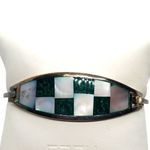 Alpaca Mexico Silver, Green, & Mother of Pearl Checkered Bracelet Green Photo 0