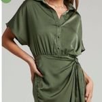 Showpo Ameleth Collared Wrap Front Mini Dress in Olive Green Size 8 Photo 3