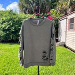 Alo Yoga Fade Ripped Pullover Sweatshirt in Jungle Green Size S Photo 1