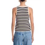 AQUA  Women's Striped Sleeveless Knit Sweater Tank‎ Top Round Neck Beige Black Photo 1
