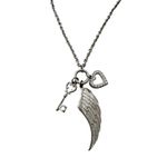 Angel's Wing Silvertone Charm Pendant Necklace Silver Photo 3