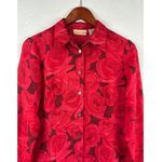 Apostrophe Petite Red Rose Pattern Button-Up Blouse 6P Photo 0