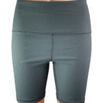 Athleta Elation Blue Gray Rib Knit High Rise Athletic Running Biker Shorts XS Photo 0