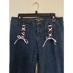 Nanette Lepore Jeans Blue Flare Lace Up 6 Y2K boho coquette whisi pink cottage Photo 1