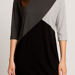 One Clothing Gray, Black, and Cream Colorblock Top Photo 0