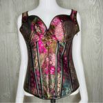 Women Embroidery Strap Corset Vest Gothic Overbust Up Zipper Side Corset Bustier Purple Size XL Photo 2