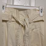 American Eagle  Cream Highest Rise Belted Paperbag Waist Cropped Wide Leg Pants Photo 6