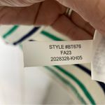 J.Crew Women Vintage Rib Green Ivory Striped Turtleneck Gold Buttons XS 644 Photo 6