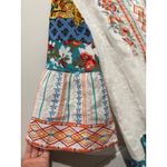 John Mark  Floral Embroidered Patchwork Linen Top XL Boho Colorful Artsy Photo 2