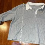 Aerie  grey and white collared pull over long sleeve size large Photo 6