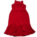 London Times  Dress Womens Size 10 Red Sleeveless Ruffle Tulip Hem Photo 2