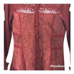 J. Jill Rustic Red Wool & Suede Patchwork Long Cardigan Medium Tall Photo 3