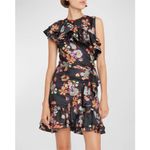 Ulla Johnson Candace Asymmetrical Ruffled Cocktail Dress Floral Lune Size 12 Photo 1