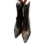 Bota Salto Alto Women's Black Leather Pointed Toe Ankle Boots 3" Heel Size 8.5 Photo 4