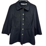 Sag Harbor Black Cinched Waist Button Front Blazer Size Petite Medium Photo 0