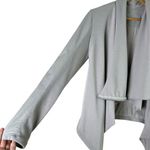 BLANK NYC Private Practice Vegan Leather & Cotton Drape Front Moto Jacket Gray, S Photo 5