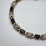 Gold & Silver Tone Sapphire Tennis Bracelet (6.75") Blue Photo 3