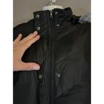 Larry Levine Down Jacket Womens Medium Black Hooded Faux Fur Removable Hood Coat Photo 3