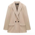 ZARA  Oversized Cream Double Breasted Blazer Jacket Small Photo 1